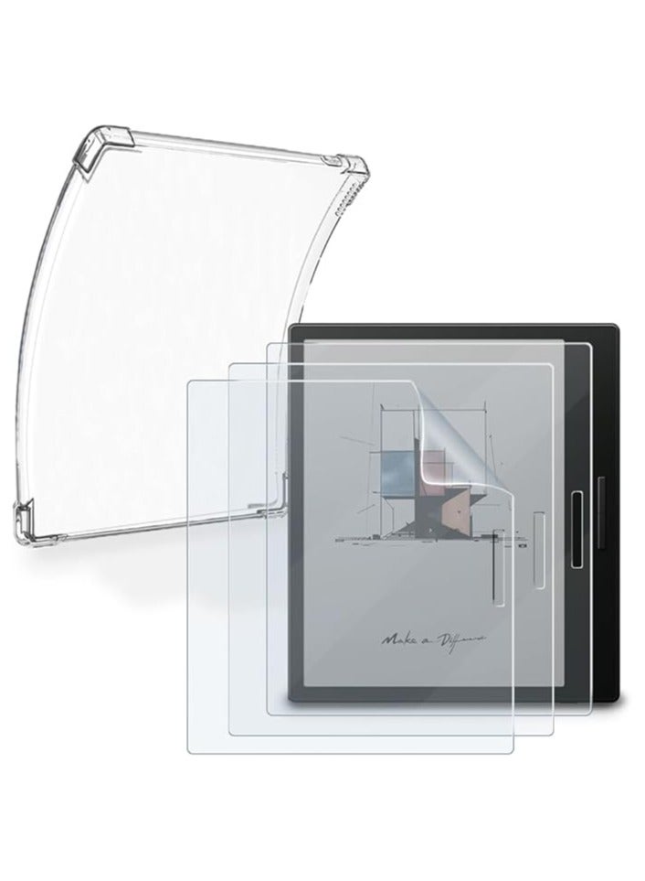 eBook-Reader Screen Protector (1+1Pack) Compatible for Onyx Boox Go Color 7 Inch/Boox Leaf2/Leaf3, PET Screen Protective Film Anti-Scratch High Definition and Soft Clear TPU Protective Case - Image 1