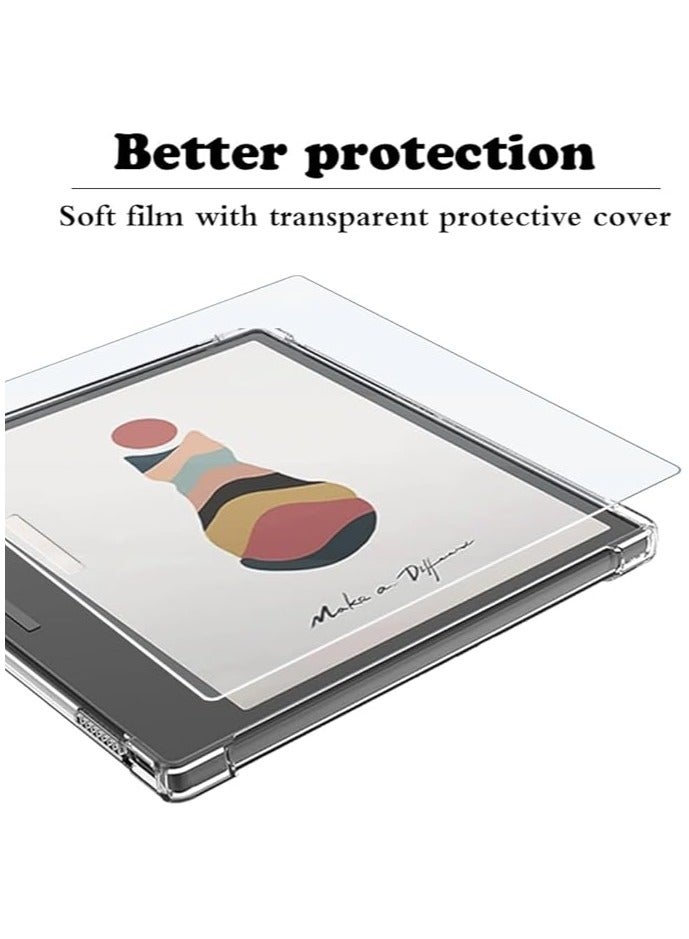 eBook-Reader Screen Protector (1+1Pack) Compatible for Onyx Boox Go Color 7 Inch/Boox Leaf2/Leaf3, PET Screen Protective Film Anti-Scratch High Definition and Soft Clear TPU Protective Case - Image 5