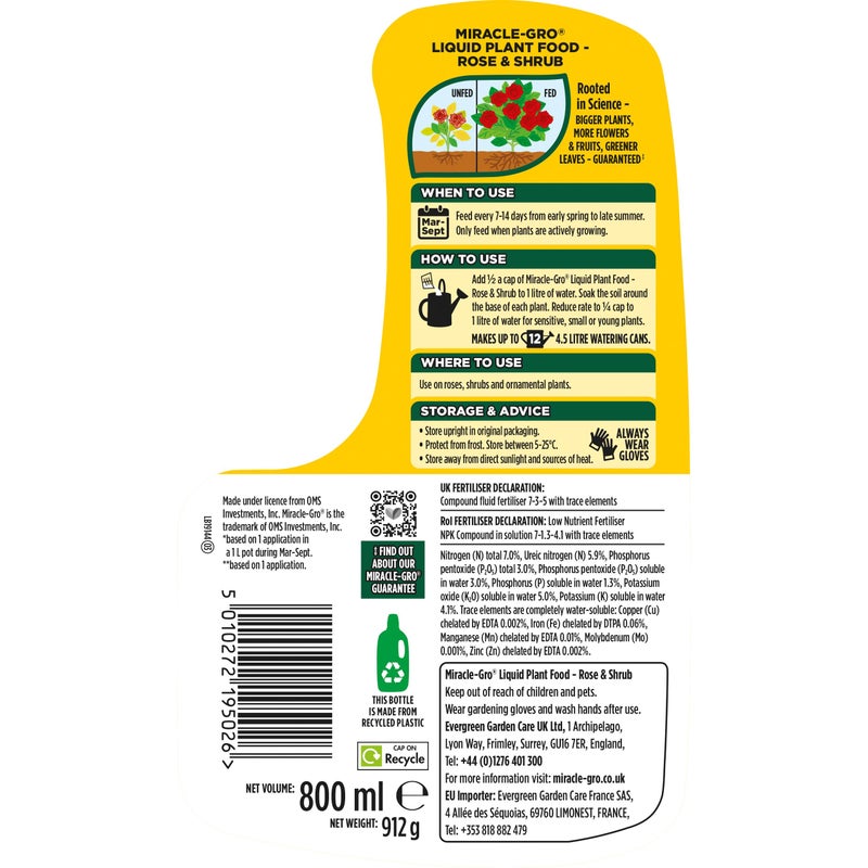Miracle-Gro Rose & Shrub Concentrated Liquid Plant Food, 800ml - Image 2