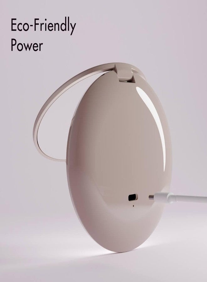 Fancii Mini Taylor Compact Magnifying Mirror with LED Light, 10x/1x, Rechargeable, 3 Light Settings, Dimmable - Small Lighted Travel Handheld Mirror for Pocket, Handbag, Purse, 2-Sided (Beige) - Image 4