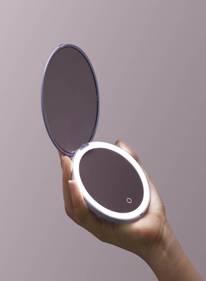 Fancii Mini Taylor Compact Magnifying Mirror with LED Light, 10x/1x, Rechargeable, 3 Light Settings, Dimmable - Small Lighted Travel Handheld Mirror for Pocket, Handbag, Purse, 2-Sided (Beige) - Image 5