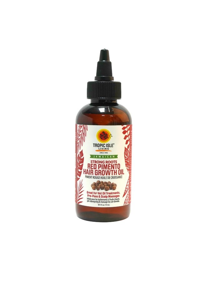 تروبيك آيلاند ليفنج - زيت نمو الشعر Tropical Isle Living Strong Roots Red Pimento 4 أونصة - علاج طبيعي مرطب لفروة الرأس الجافة والحكة ويعزز نمو الشعر ويمنع القشرة بزيت الخروع الأسود الجامايكي - Image 1