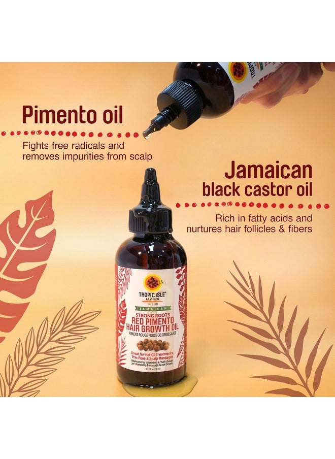 تروبيك آيلاند ليفنج - زيت نمو الشعر Tropical Isle Living Strong Roots Red Pimento 4 أونصة - علاج طبيعي مرطب لفروة الرأس الجافة والحكة ويعزز نمو الشعر ويمنع القشرة بزيت الخروع الأسود الجامايكي - Image 1