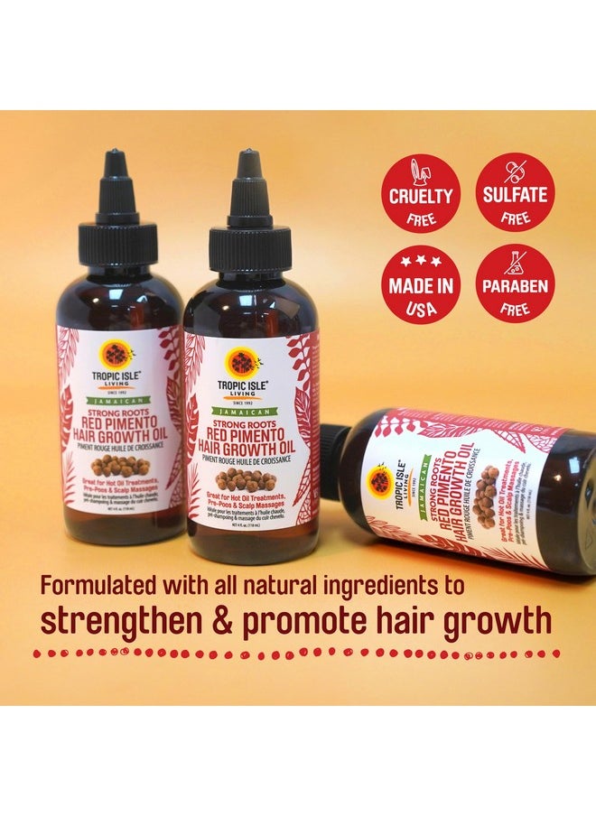 تروبيك آيلاند ليفنج - زيت نمو الشعر Tropical Isle Living Strong Roots Red Pimento 4 أونصة - علاج طبيعي مرطب لفروة الرأس الجافة والحكة ويعزز نمو الشعر ويمنع القشرة بزيت الخروع الأسود الجامايكي - Image 1