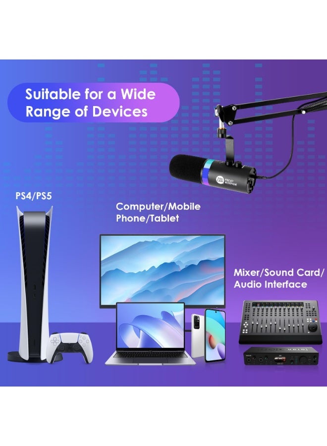 Joshberg USB Microphone Kit Dynamic Microphone with Boom Stand Mute Noise Reduction Button Volume Control for Streaming Gaming Recording - Image 3