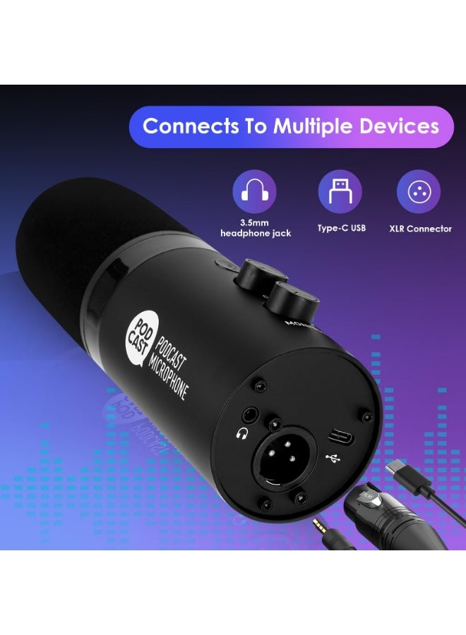 Joshberg USB Microphone Kit Dynamic Microphone with Boom Stand Mute Noise Reduction Button Volume Control for Streaming Gaming Recording - Image 4