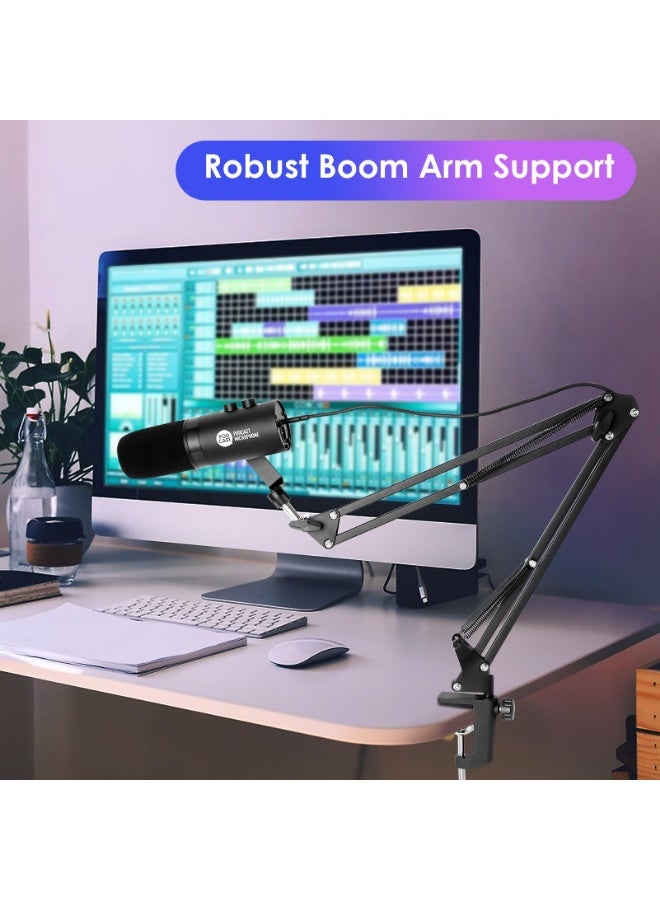 Joshberg USB Microphone Kit Dynamic Microphone with Boom Stand Mute Noise Reduction Button Volume Control for Streaming Gaming Recording - Image 2