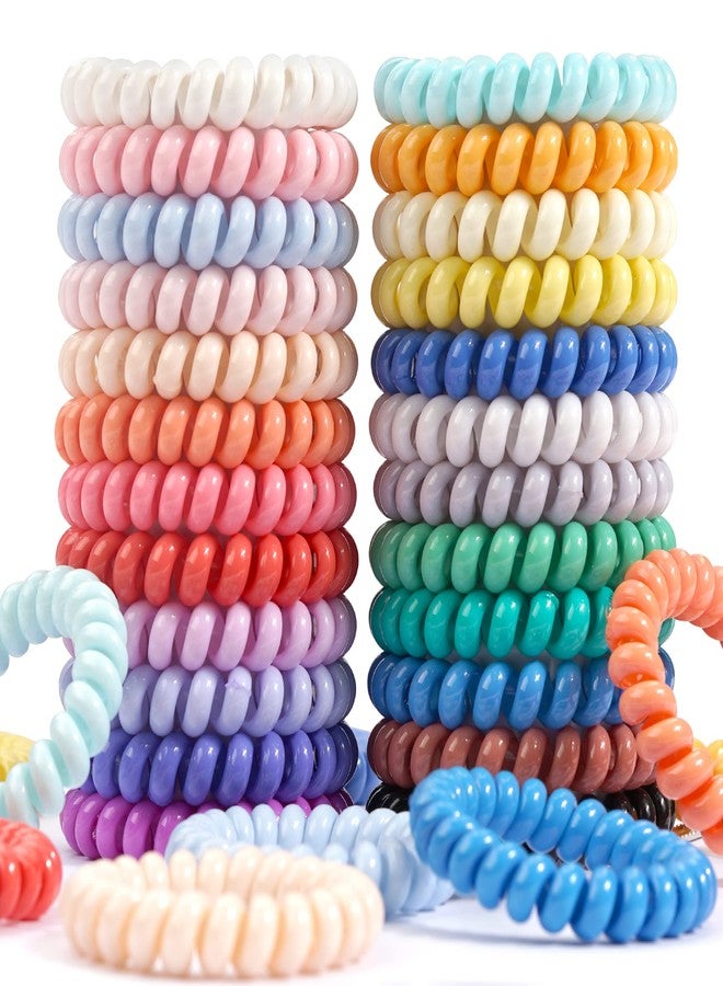 DED Hair Ties,24 Pack No Crease Spiral Hair Ties Hair Elastics,Waterproof Phone Cord Hair Coils, Elastic Ties Hair Accessories for Women Girls Kids - Image 1