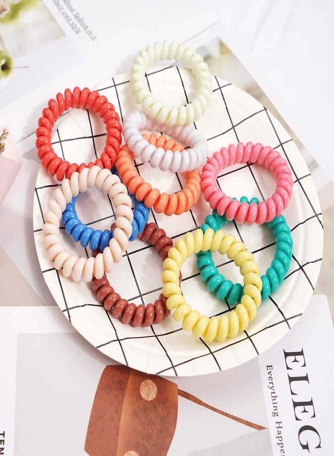 DED Hair Ties,24 Pack No Crease Spiral Hair Ties Hair Elastics,Waterproof Phone Cord Hair Coils, Elastic Ties Hair Accessories for Women Girls Kids - Image 5