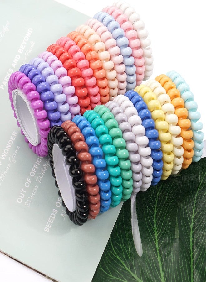 DED Hair Ties,24 Pack No Crease Spiral Hair Ties Hair Elastics,Waterproof Phone Cord Hair Coils, Elastic Ties Hair Accessories for Women Girls Kids - Image 3