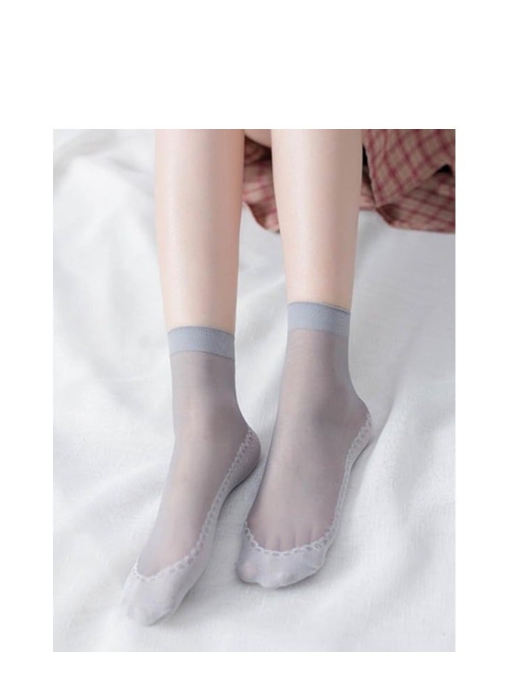 جوارب عالية حتى الكاحل من المخمل الشفاف الناعم للنساء تتميز بمقدمة معززة وتصميم مضاد للانزلاق. مناسب للارتداء في أي مكان وفي أي موسم. - Image 4
