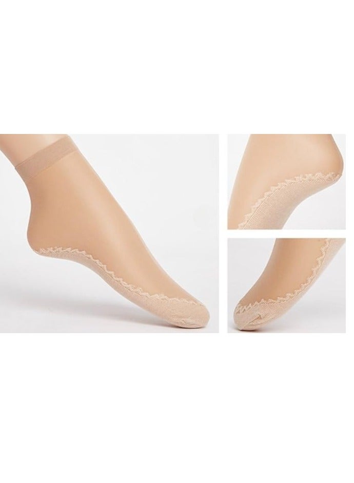 جوارب عالية حتى الكاحل من المخمل الشفاف الناعم للنساء تتميز بمقدمة معززة وتصميم مضاد للانزلاق. مناسب للارتداء في أي مكان وفي أي موسم. - Image 2