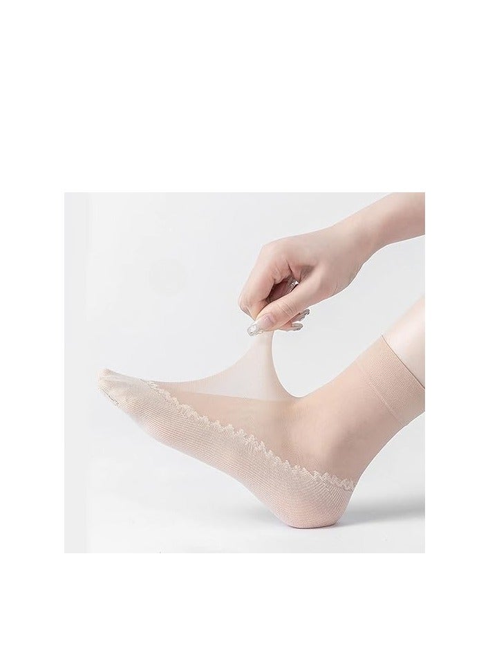 جوارب عالية حتى الكاحل من المخمل الشفاف الناعم للنساء تتميز بمقدمة معززة وتصميم مضاد للانزلاق. مناسب للارتداء في أي مكان وفي أي موسم. - Image 1