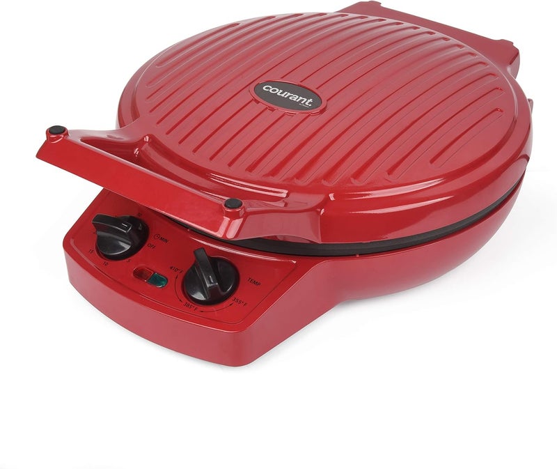 COURANT Pizza Maker, 12 Inch Pizza Cooker and Calzone Maker, with Timer &Temperatures control, 1440 Watts Pizza Oven convert to Electric indoor Grill, Red - Image 2