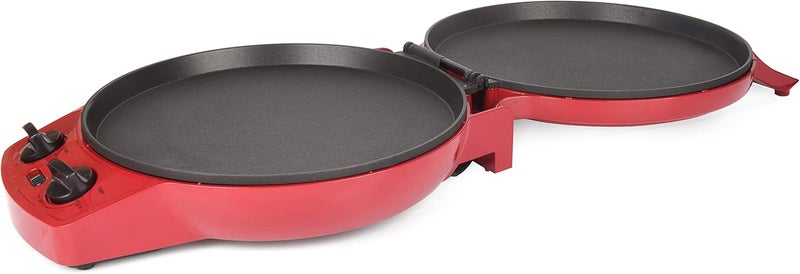 COURANT Pizza Maker, 12 Inch Pizza Cooker and Calzone Maker, with Timer &Temperatures control, 1440 Watts Pizza Oven convert to Electric indoor Grill, Red - Image 4