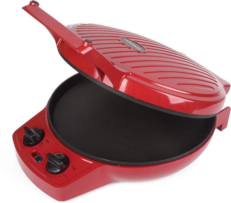 COURANT Pizza Maker, 12 Inch Pizza Cooker and Calzone Maker, with Timer &Temperatures control, 1440 Watts Pizza Oven convert to Electric indoor Grill, Red - Image 3