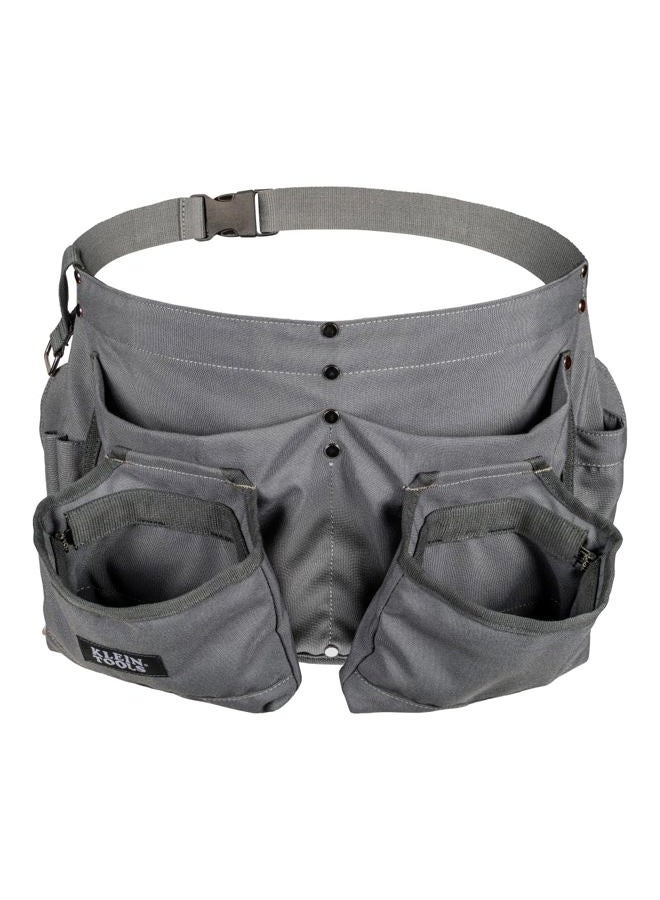 Klein Tools 21024 8-Pocket Tool Apron, Flex Frame Closeable Pockets, Durable Duck Canvas with Riveted Seams, Adjustable 28-Inch to 46-Inch Length Work Belt, Removable Tape Measure Loop - Image 1