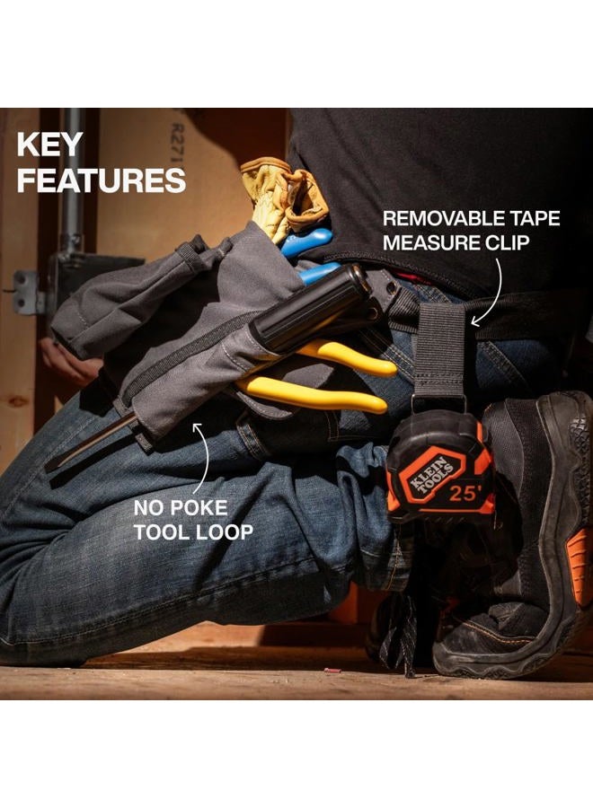 Klein Tools 21024 8-Pocket Tool Apron, Flex Frame Closeable Pockets, Durable Duck Canvas with Riveted Seams, Adjustable 28-Inch to 46-Inch Length Work Belt, Removable Tape Measure Loop - Image 4