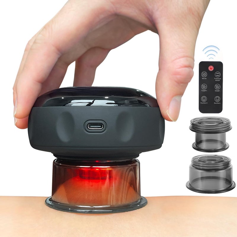 Becommend 5in1 Remote Control Cupping Kit for Massage Therapy 20 Level Electric Cupping Therapy Set with Red Light 2 Replaceable Cups Smart Cupping Massager Device for Back Muscle Soreness