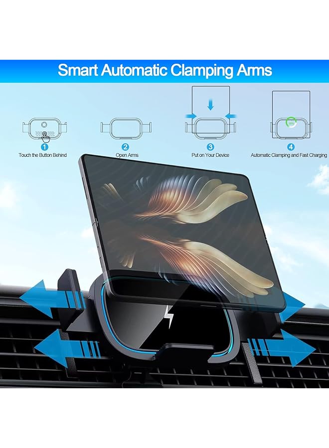 KASTWAVE Wireless Car Charger For Galaxy Z Fold 5/4/3, 15W Fast Charging Car Mount, Air Vent Charging Car Phone Holder - Image 4