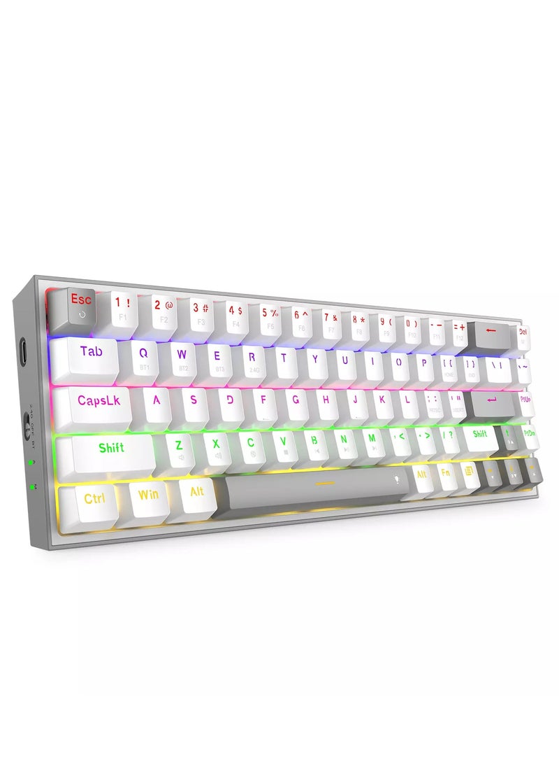 REDRAGON - K705WG-R-PRO LENA PRO 60% Wireless,Bluetooth Rainbow Gaming Keyboard, Quiet Red Switch - 68 Keys Compact - w/100% Hot-Swap Socket, Free-Mod Plate Mounted PCB & Dedicated Arrow Keys - Image 1