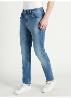 Dennis Lingo Men's Tapered Fit Mid Blue Cotton Jeans - Essential Casual Wear  - Image 5
