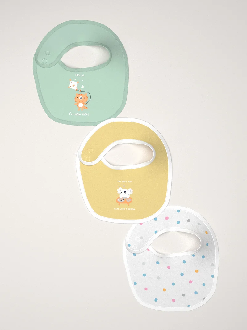 Nautinati Nautinati Infants' Cotton Pack of 3 Ocean Print Bib