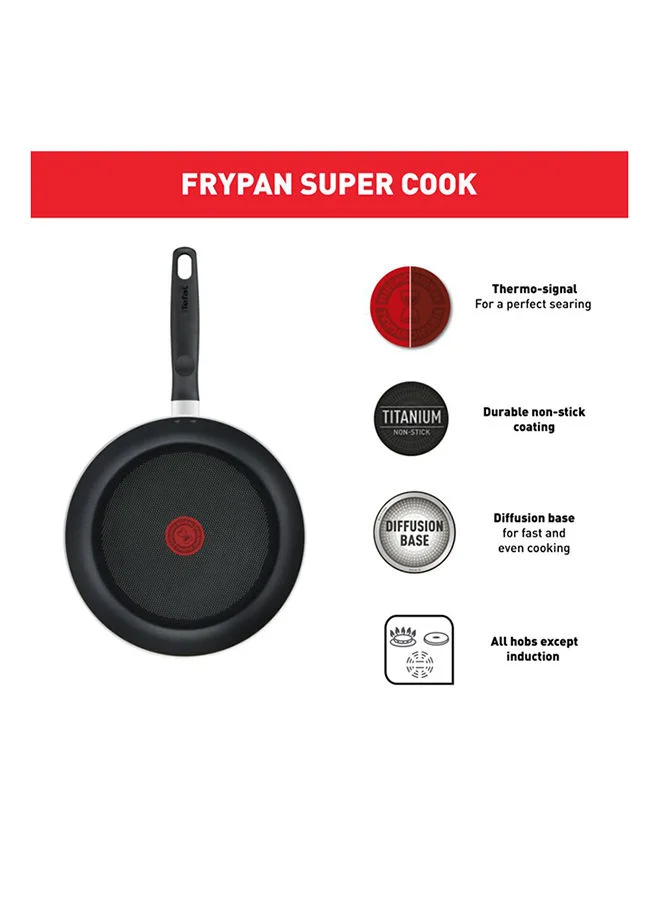 تيفال Tefal G6 Super Cook 26 cm Frypan Non Stick With Thermo Signal Black
