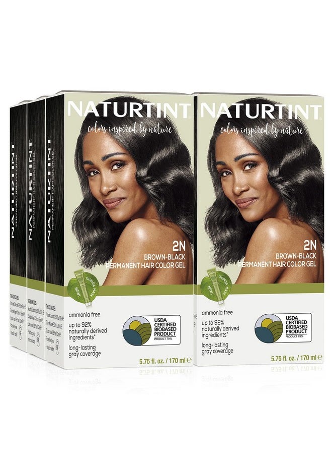 NATURTINT Permanent Hair Color 2N Brown Black (Pack Of 6), Ammonia Free, Vegan, Cruelty Free, Up To 100% Gray Coverage, Long Lasting Results  - Image 1