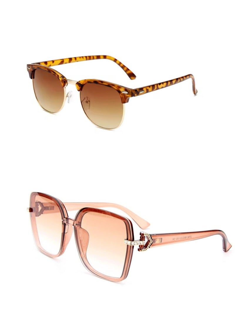 Generic Women Sunglasses Set With Two Pieces Multi Design UV Protection  - Image 1
