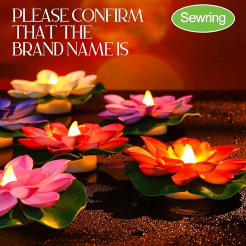 Diwali Lotus Light Decoration 6pcs Floating Lotus with Lights Diwali-Plastic Flower Plastic Flower Artificial Traditional Indian Decor for Puja Home Party Decoration A - Image 2