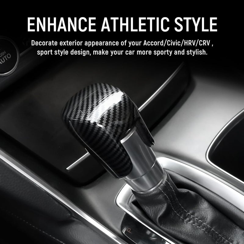 Gear Shift Cover Compatible with Honda 2018-2025 Accord & 2022-2025 Civic & 2023-2026 CRV HRV Accessories Carbon Fiber Sports Style Shift Knob Cover Trim Protector - Image 4