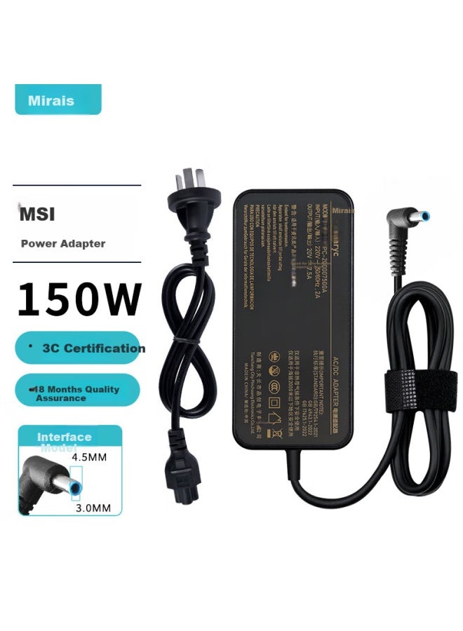 Mryc 20v7.5a Power Adapter For Msi Gaming Laptops Gp66, Gp76, Yingxing, Leiyin, Mohni 15/17 Titan 150w Laptop Charger Cable - Image 1