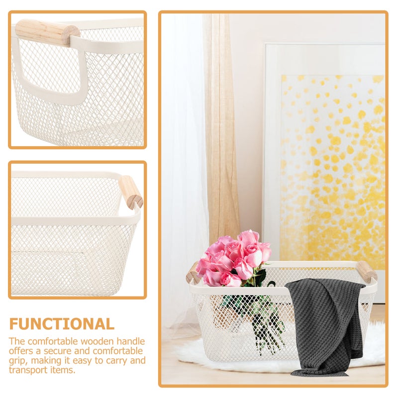 2pcs Wire Basket Decorative Storage Basket Wrought Iron Handheld Bathroom Basket - Image 2