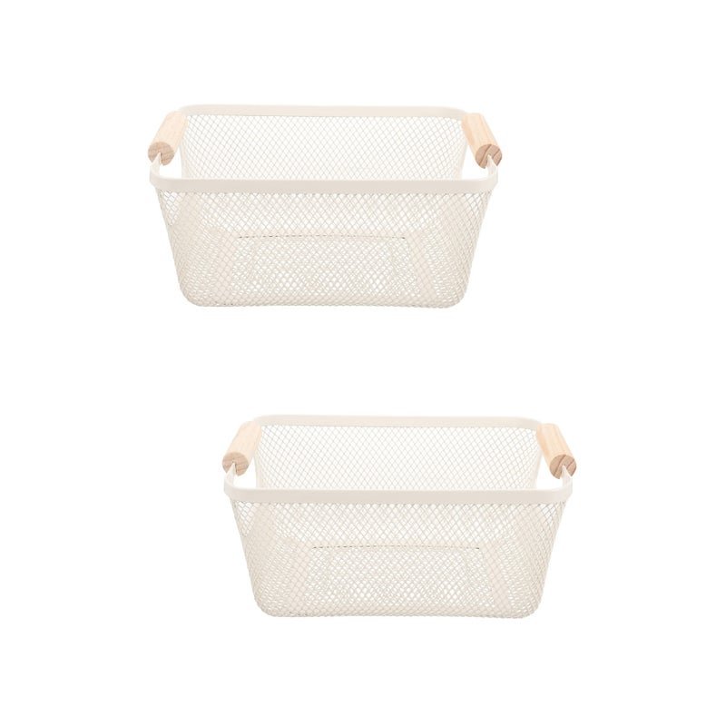 2pcs Wire Basket Decorative Storage Basket Wrought Iron Handheld Bathroom Basket - Image 1