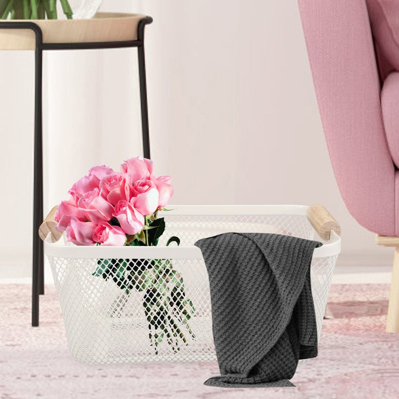 2pcs Wire Basket Decorative Storage Basket Wrought Iron Handheld Bathroom Basket - Image 4