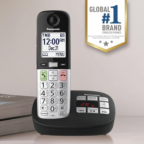 Panasonic Cordless Phone, Easy to Use with Large Display and Big Buttons, Flashing Favorites Key, Built in Flashlight, Call Block, Volume Boost, Talking Caller ID, 1 Cordless Handset - KX-TGU430B - Image 2
