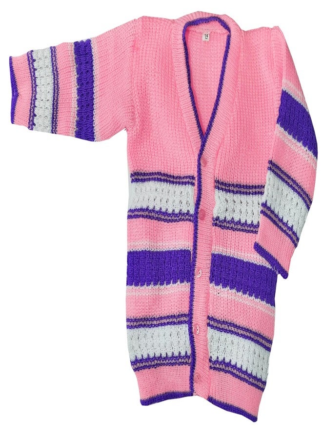 Timatim Baby Sweater Set Full Sleeves Sweater, Full Pant, Cap & Booties Set for Baby Boys and Baby Girls (12-18 Months, Pink) - Image 5