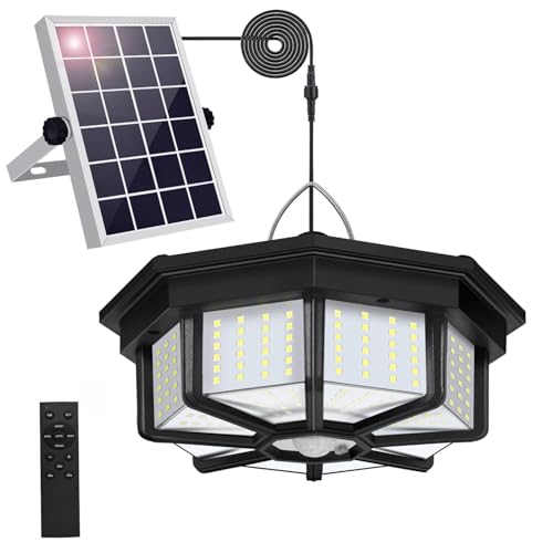 AEQ Solar Shed Light Indoor Outdoor 288LED 360Lighting Solar Lights Work in Daytime with Remote Control Waterproof Solar Gazebo Lights with Motion Sensor5 Modes for Home Shed Garage Barn - Image 1