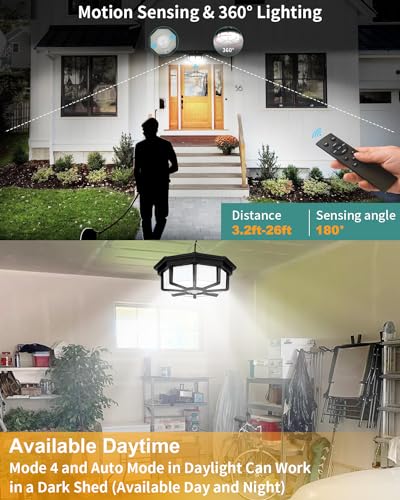 AEQ Solar Shed Light Indoor Outdoor 288LED 360Lighting Solar Lights Work in Daytime with Remote Control Waterproof Solar Gazebo Lights with Motion Sensor5 Modes for Home Shed Garage Barn - Image 3