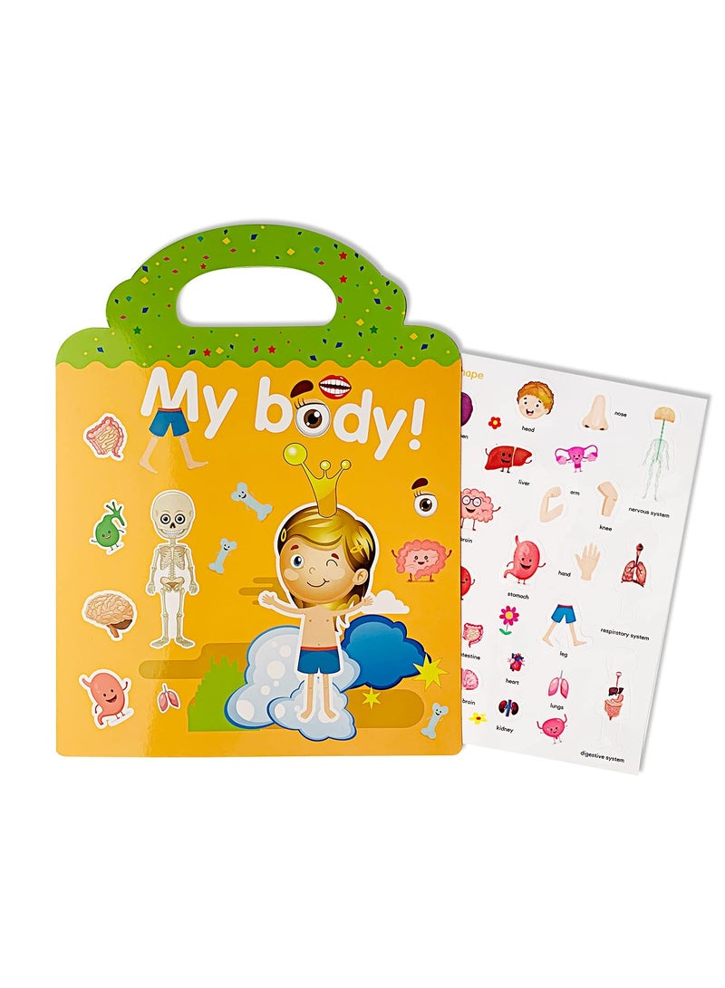 general Reusable Activity Sticker Learning Toys for Kids, Early Education Book Puzzle(My body) - Image 1