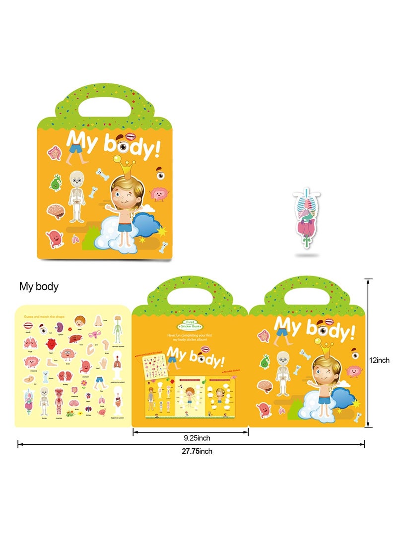 general Reusable Activity Sticker Learning Toys for Kids, Early Education Book Puzzle(My body) - Image 5