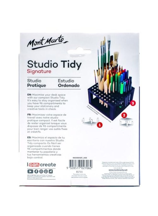 Mont Marte Mont Marte Studio Tidy 2 Pack. 96 Hole Plastic Pencil & Brush Holder for Paint Brushes, Pencils, Markers, Pens and Modeling Tools. Provides Excellent Art Studio Organization. - Image 5