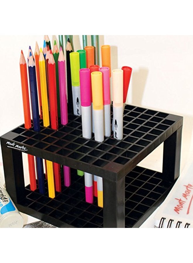 Mont Marte Mont Marte Studio Tidy 2 Pack. 96 Hole Plastic Pencil & Brush Holder for Paint Brushes, Pencils, Markers, Pens and Modeling Tools. Provides Excellent Art Studio Organization. - Image 3