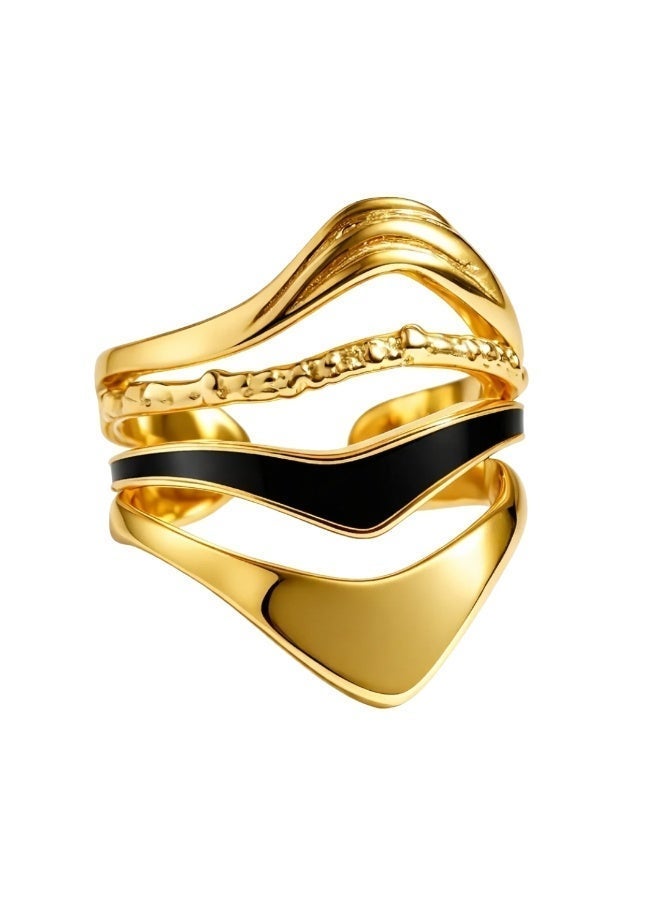 Velora Vie Crown of Tides Ring, 925 Sterling Silver Plated with 18K Gold Vermeil - Image 3
