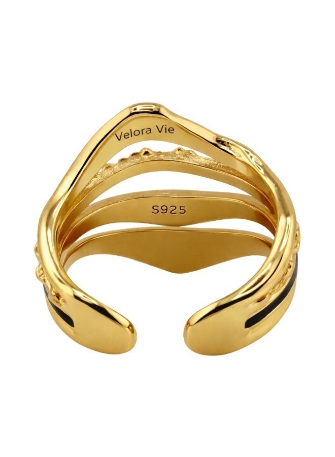 Velora Vie Crown of Tides Ring, 925 Sterling Silver Plated with 18K Gold Vermeil - Image 4