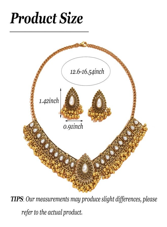 YANCHUN Indian Jewelry for Women Indian Wedding Bridal Necklace and Earrings Set Bohemian Jewelry Ethnic Party Prom Statement Necklace Earring Gifts - Image 5