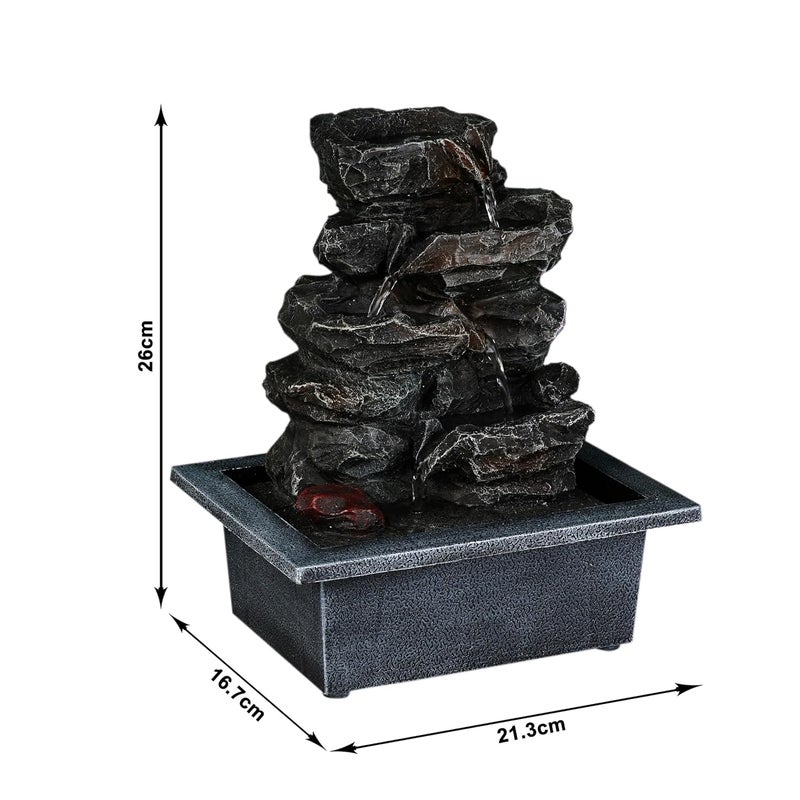 Home Elements HOME ELEMENTS Polyresin Tabletop Indoor Waterfall Fountain with LED Light for Home Decor Showpiece Fountain for Living Room Office Housewarming Gift Meditation Zen Water Fountain213x167x26cmFT_09  - Image 5