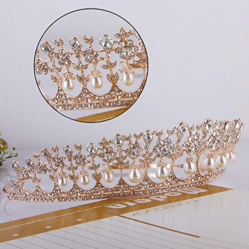 CROWN GUIDE Crystal Rhinestone Queen Bride Tiara Crown for Women Girls Headdress Vintage Bridal Birthday Prom Wedding Tiaras and Crowns Hair Jewelry Accessories Rose Gold - Image 3