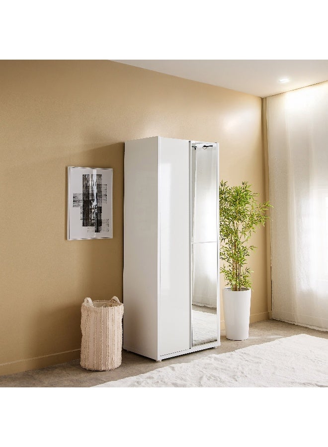 Home Box White 2-Door Wardrobe with Mirror - Image 1